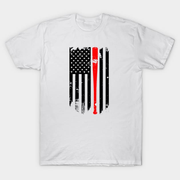 Baseball Lover Baseball Coach American Flag T-Shirt by Suchmugs